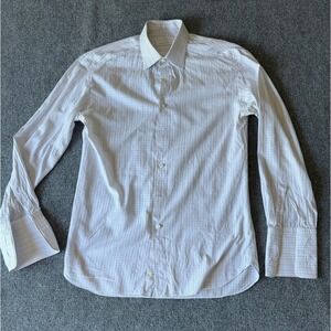 Ermenegildo Zegna Men's Dress‎ Shirt Checkered Plaid Long Sleeve Button Up